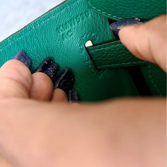 H birkin B35 custom bamboo green TOGO leather GHW gold hardware box dustbag NWOT - Picture 15 of 17